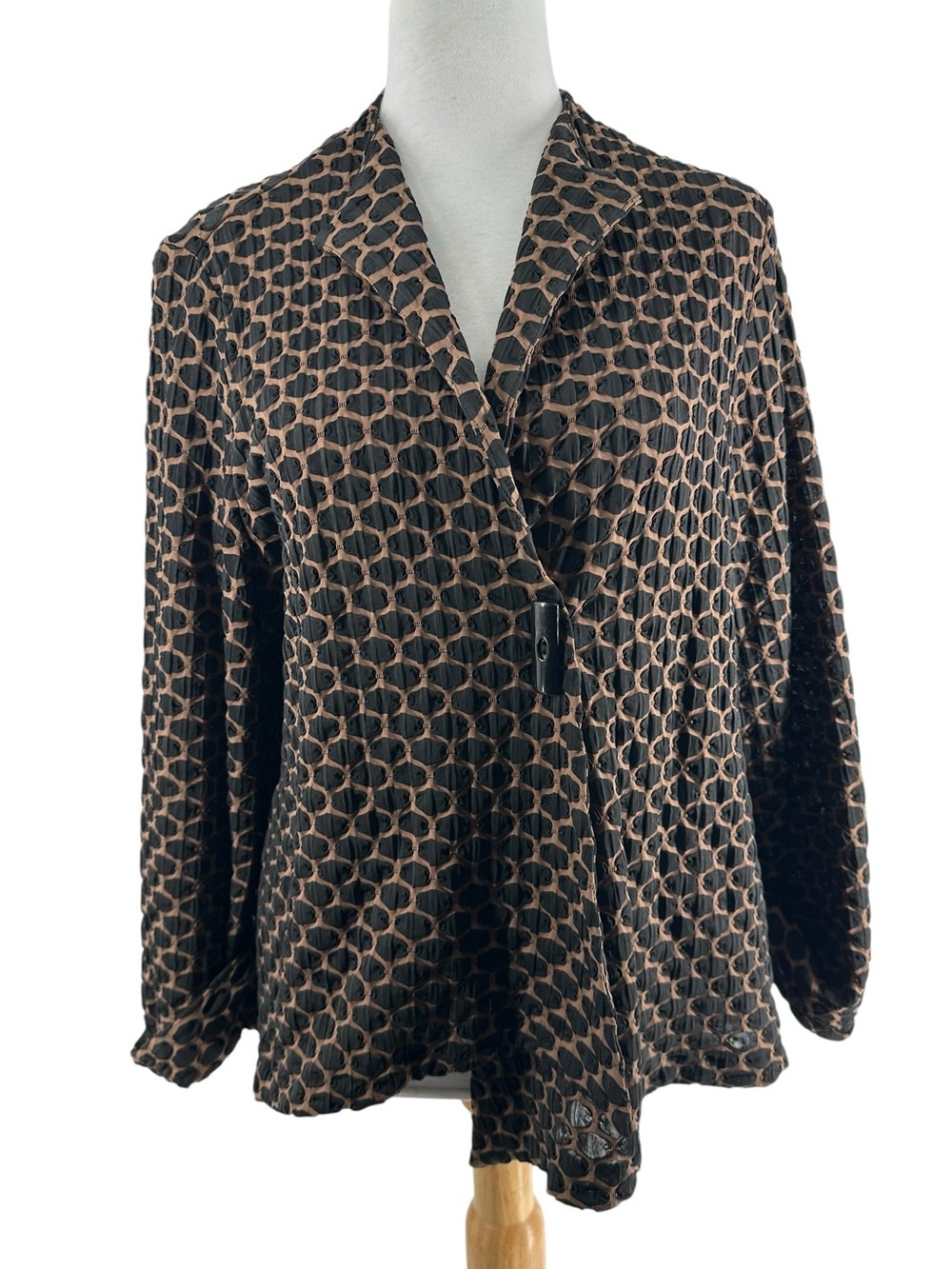 Joseph Ribkoff Blazer Black and Brown Textured eccentric classy sz 12